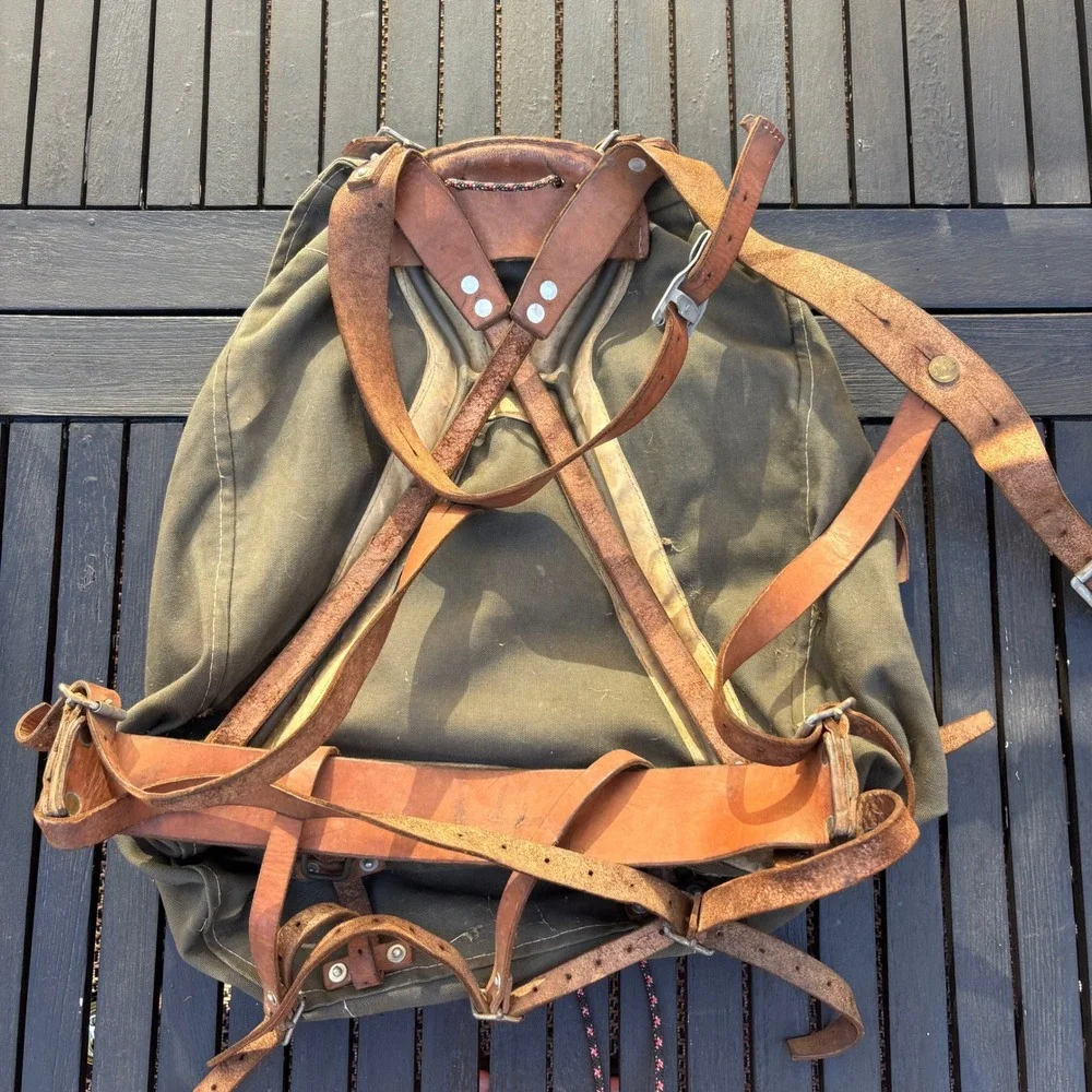Psycho Bunny Rucksack Backpack Unisex Large Olive Green Good Vintage Canvas Bag